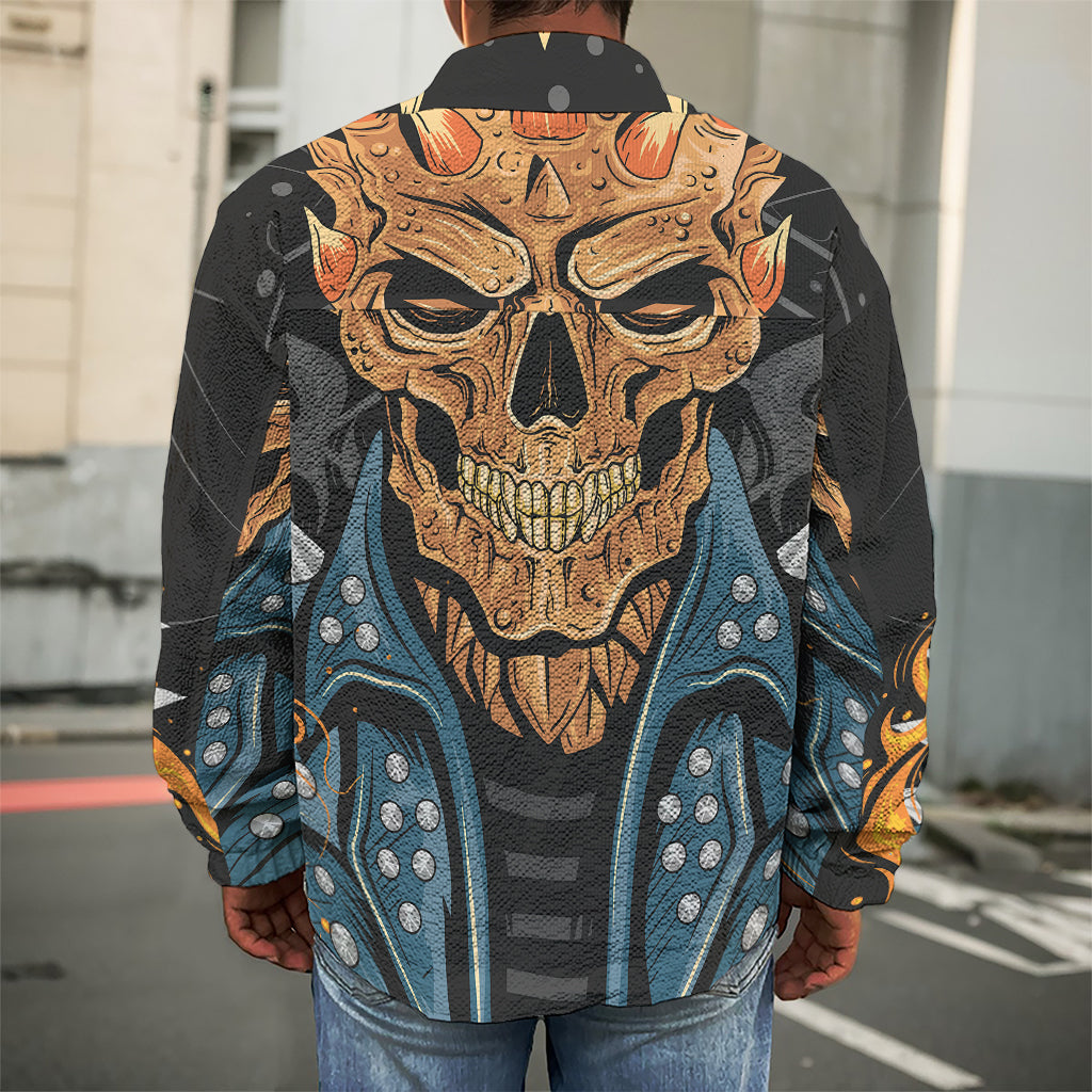 Fire Punk Devil Print Men's Shirt Jacket
