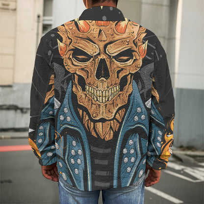 Fire Punk Devil Print Men's Shirt Jacket