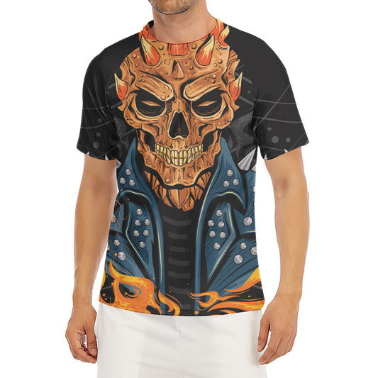 Fire Punk Devil Print Men's Short Sleeve Rash Guard