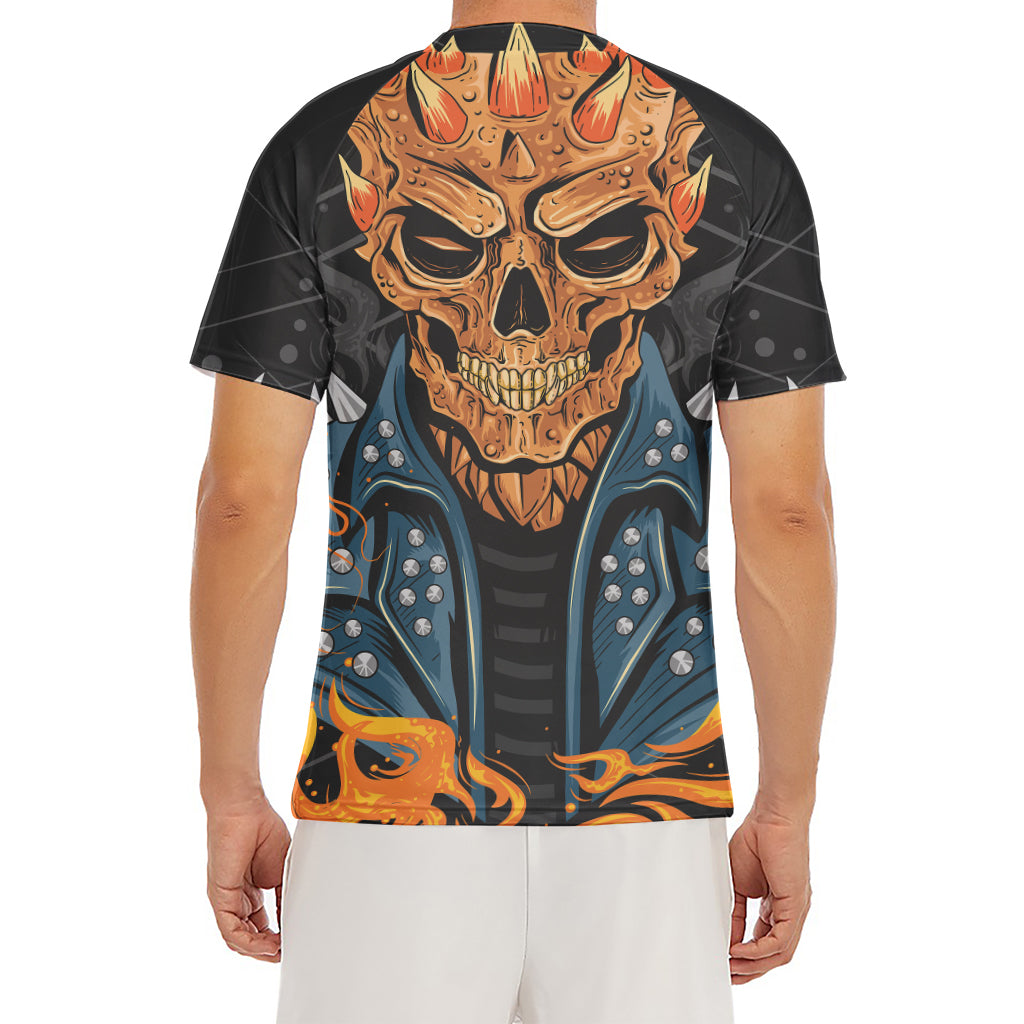 Fire Punk Devil Print Men's Short Sleeve Rash Guard