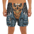 Fire Punk Devil Print Men's Split Running Shorts