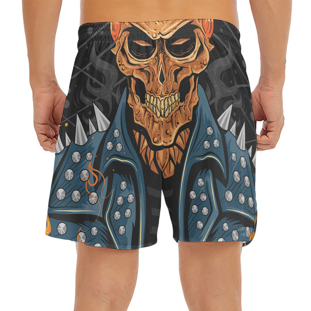 Fire Punk Devil Print Men's Split Running Shorts