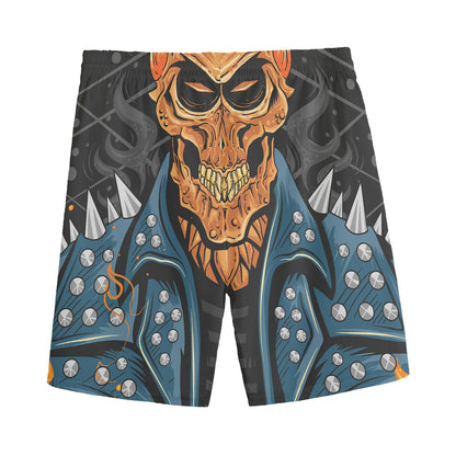 Fire Punk Devil Print Men's Sports Shorts