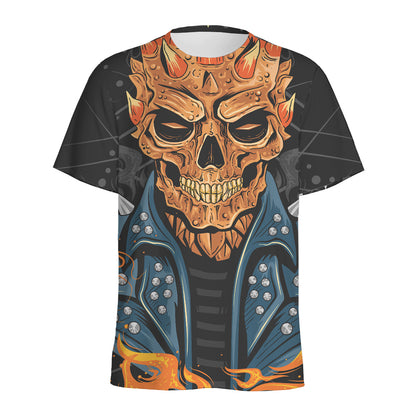 Fire Punk Devil Print Men's Sports T-Shirt