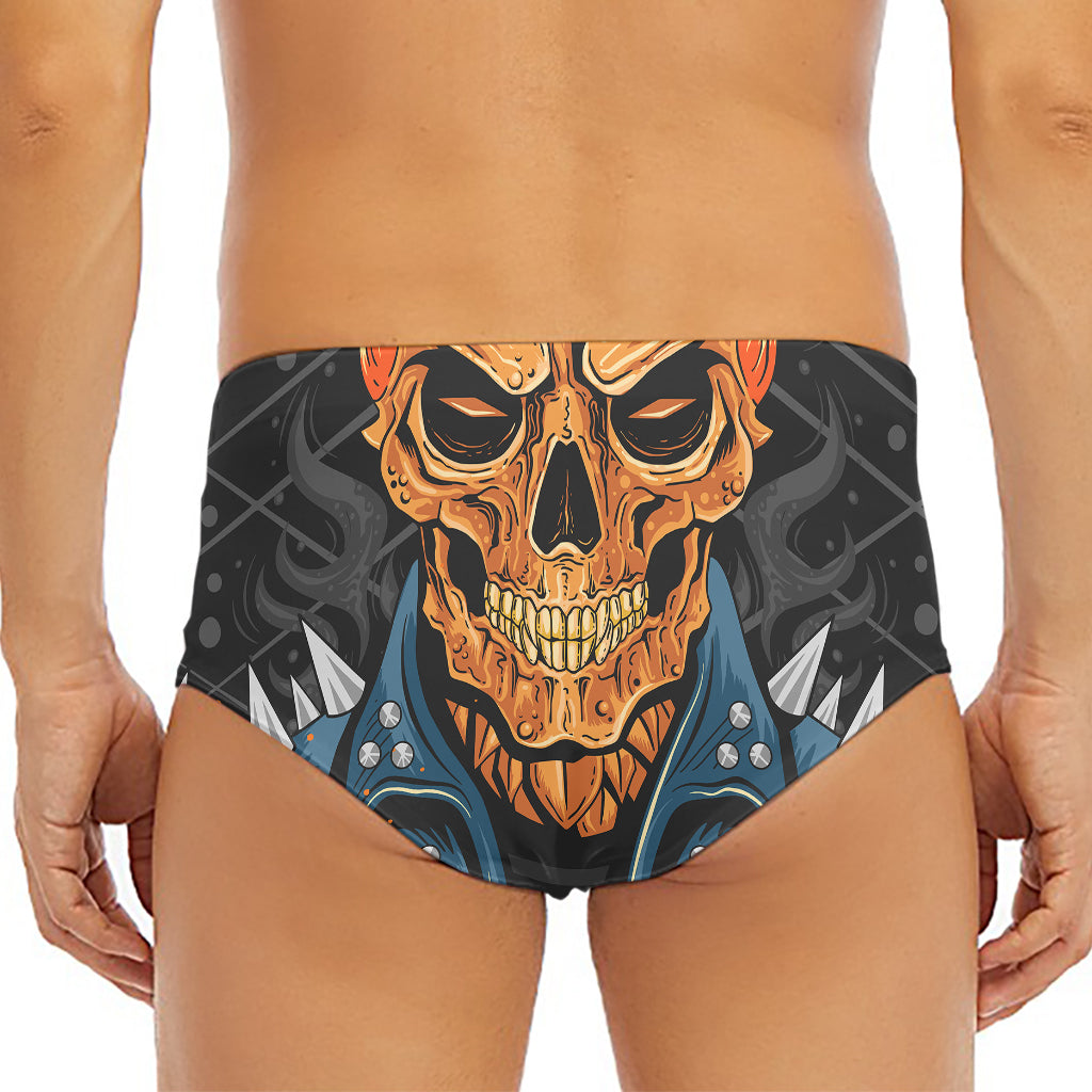Fire Punk Devil Print Men's Triangle Swim Briefs