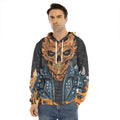 Fire Punk Devil Print Men's Velvet Pullover Hoodie