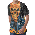 Fire Punk Devil Print Men's Velvet T-Shirt