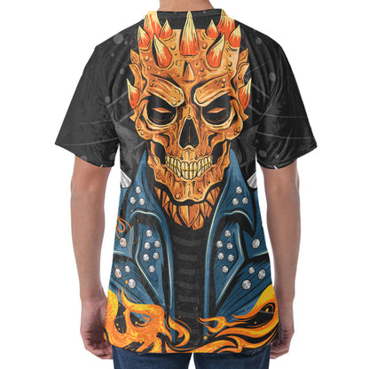 Fire Punk Devil Print Men's Velvet T-Shirt
