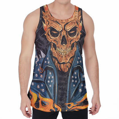 Fire Punk Devil Print Men's Velvet Tank Top