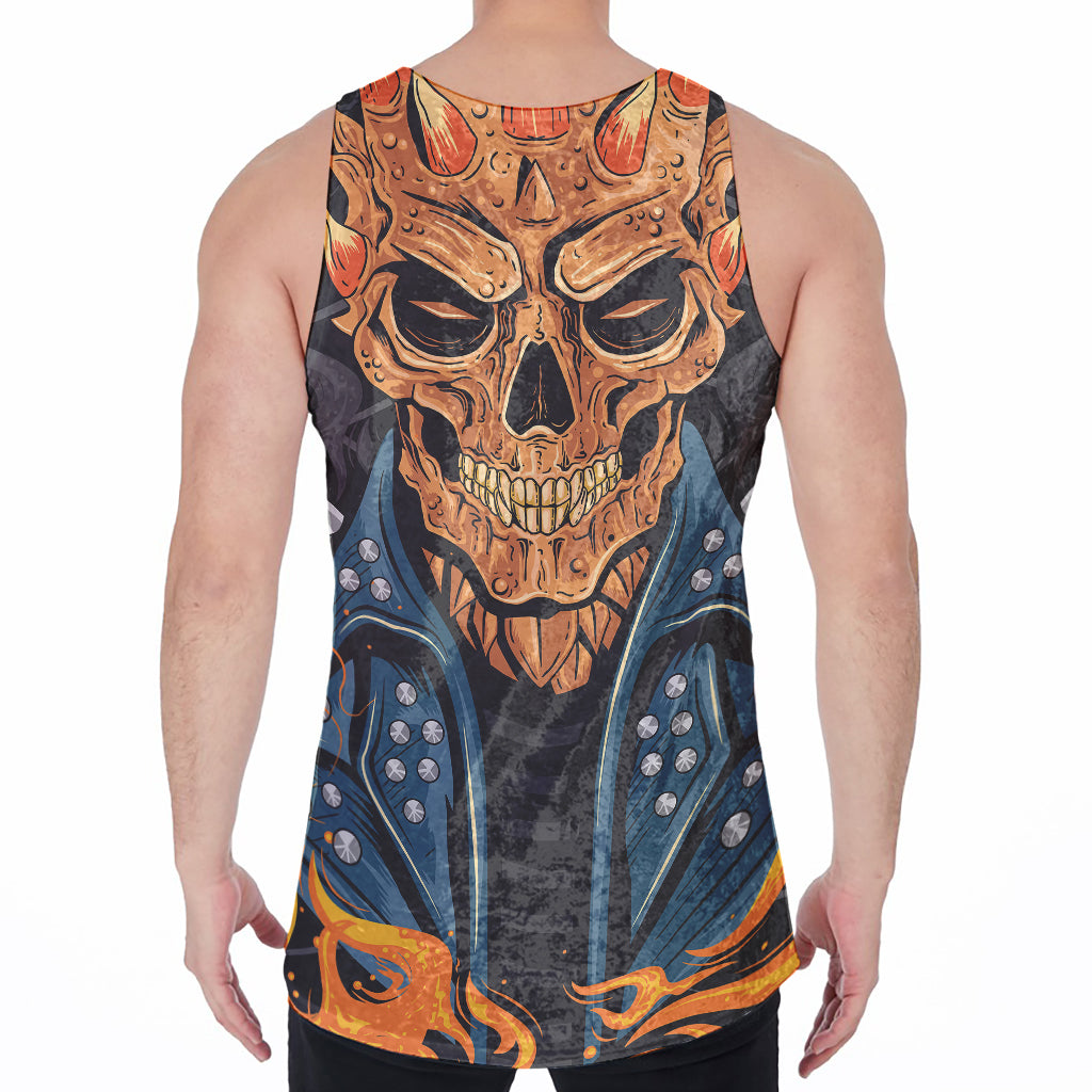 Fire Punk Devil Print Men's Velvet Tank Top