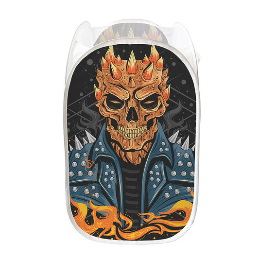 Fire Punk Devil Print Mesh Laundry Hamper