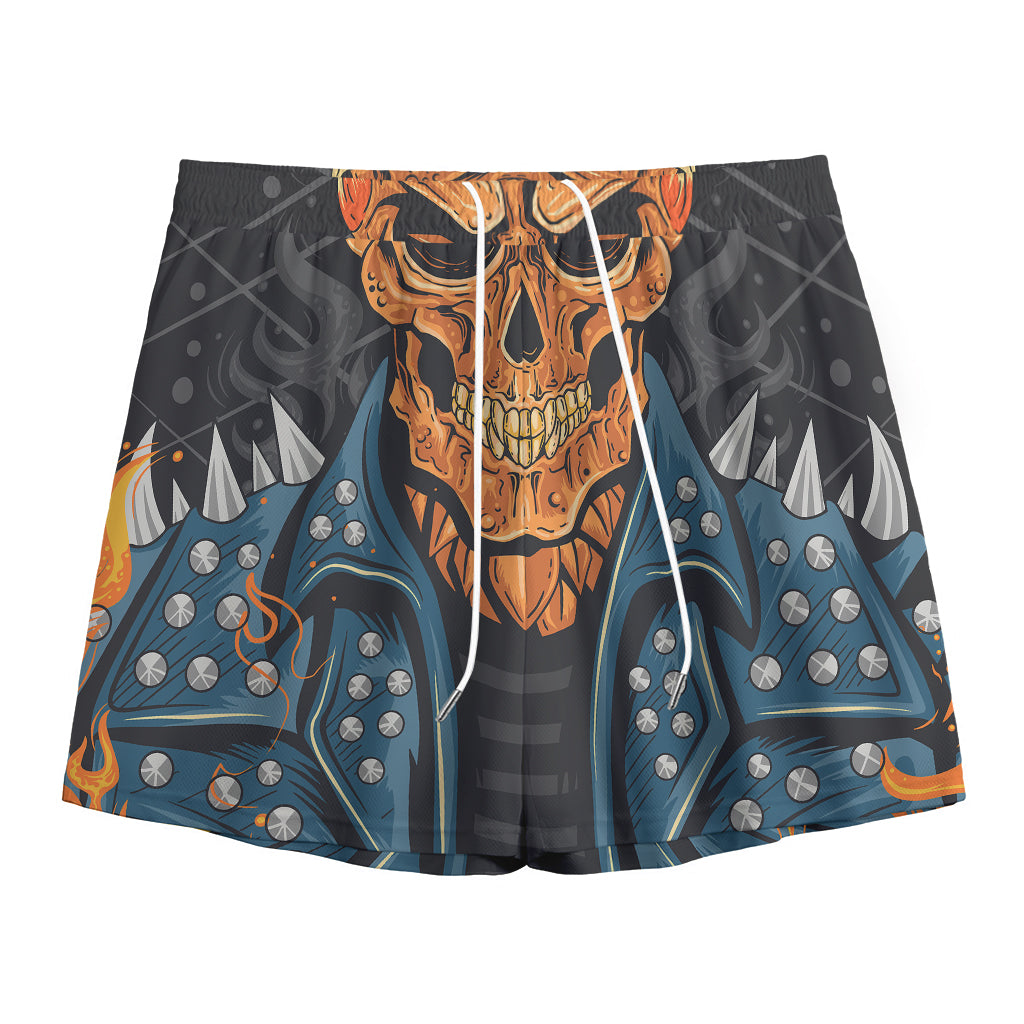 Fire Punk Devil Print Mesh Shorts