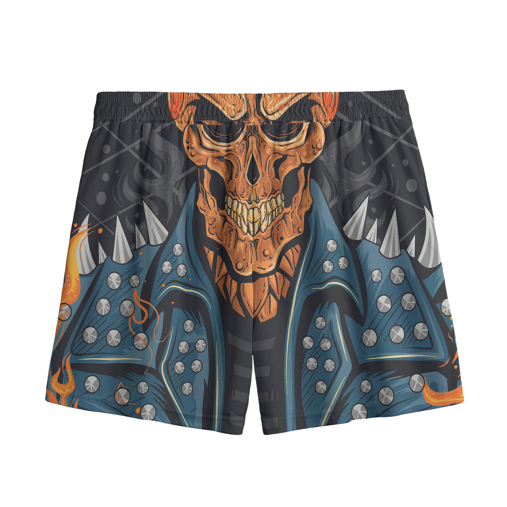 Fire Punk Devil Print Mesh Shorts