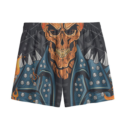 Fire Punk Devil Print Mesh Shorts