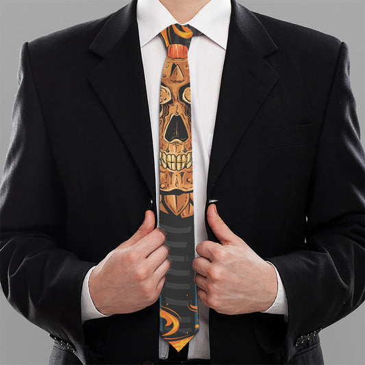 Fire Punk Devil Print Necktie