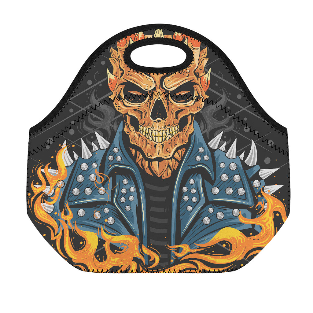 Fire Punk Devil Print Neoprene Lunch Bag