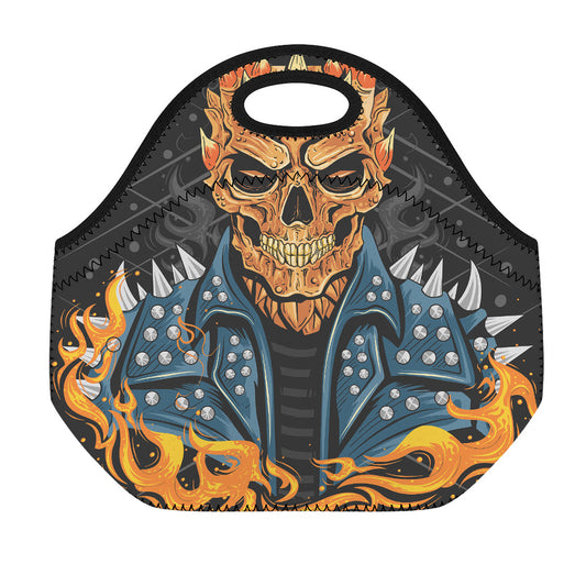 Fire Punk Devil Print Neoprene Lunch Bag
