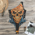 Fire Punk Devil Print One Shoulder Bodysuit