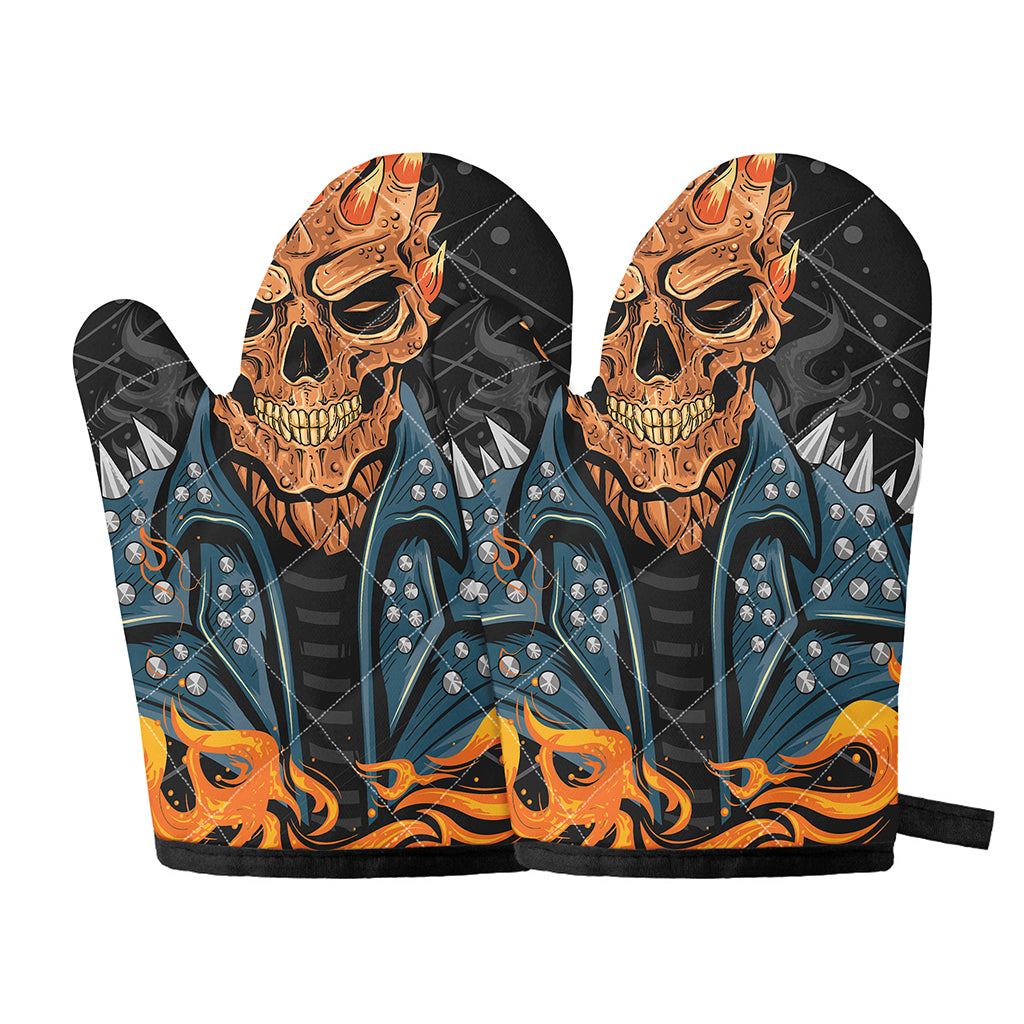 Fire Punk Devil Print Oven Mitts