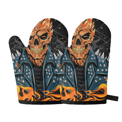 Fire Punk Devil Print Oven Mitts