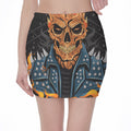 Fire Punk Devil Print Pencil Mini Skirt