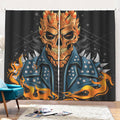 Fire Punk Devil Print Pencil Pleat Curtains