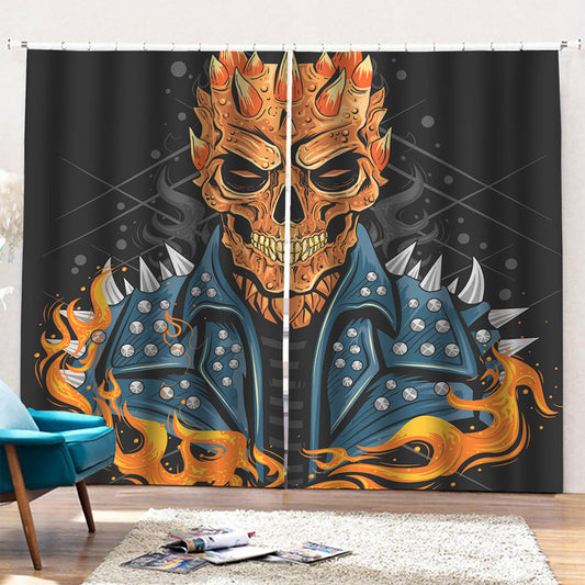 Fire Punk Devil Print Pencil Pleat Curtains