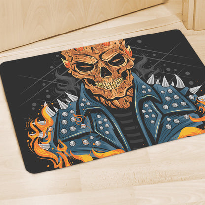 Fire Punk Devil Print Polyester Doormat