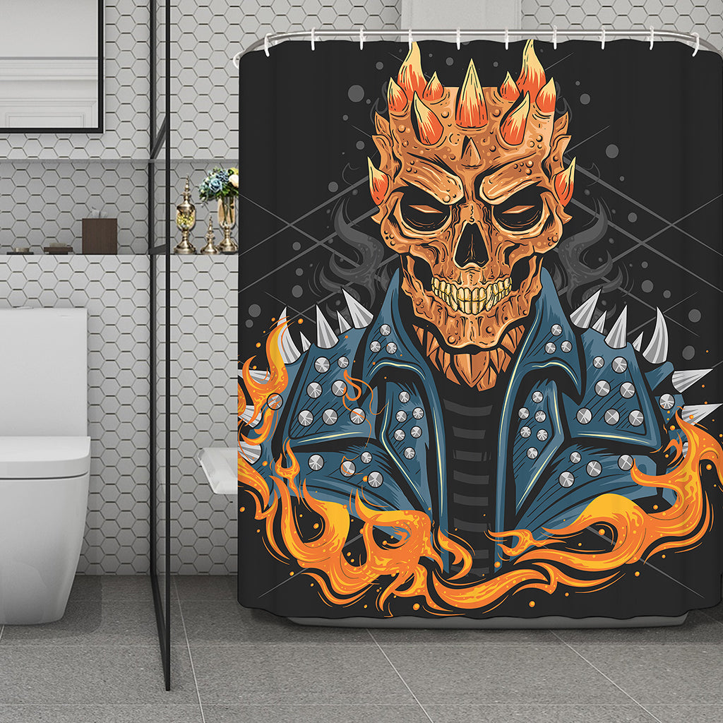 Fire Punk Devil Print Polyester Shower Curtain