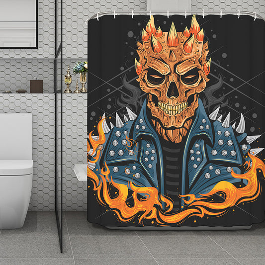 Fire Punk Devil Print Polyester Shower Curtain