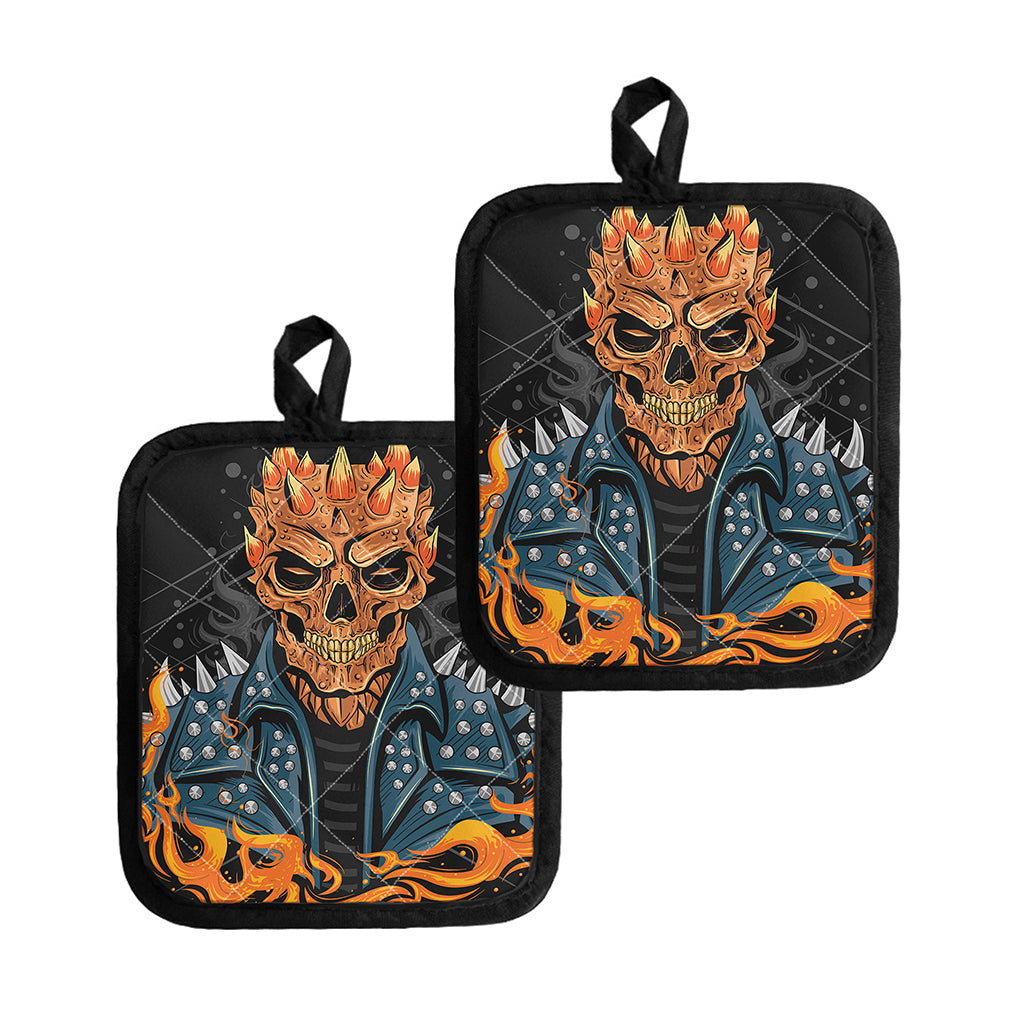 Fire Punk Devil Print Pot Holders