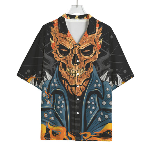 Fire Punk Devil Print Rayon Hawaiian Shirt