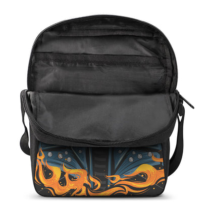 Fire Punk Devil Print Rectangular Crossbody Bag
