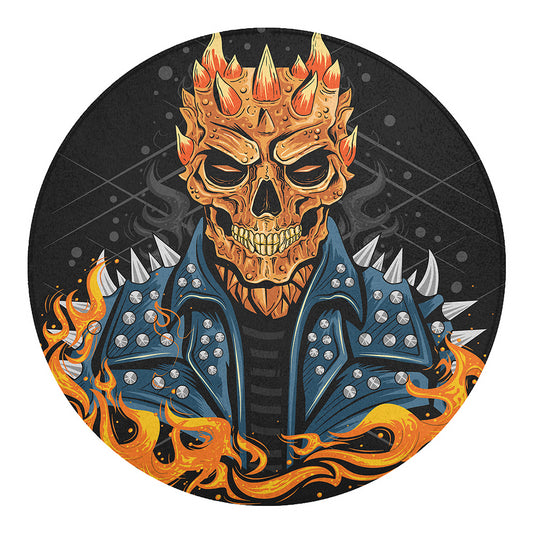 Fire Punk Devil Print Round Blanket