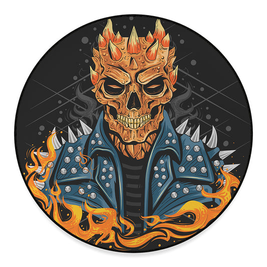 Fire Punk Devil Print Round Floor Mat