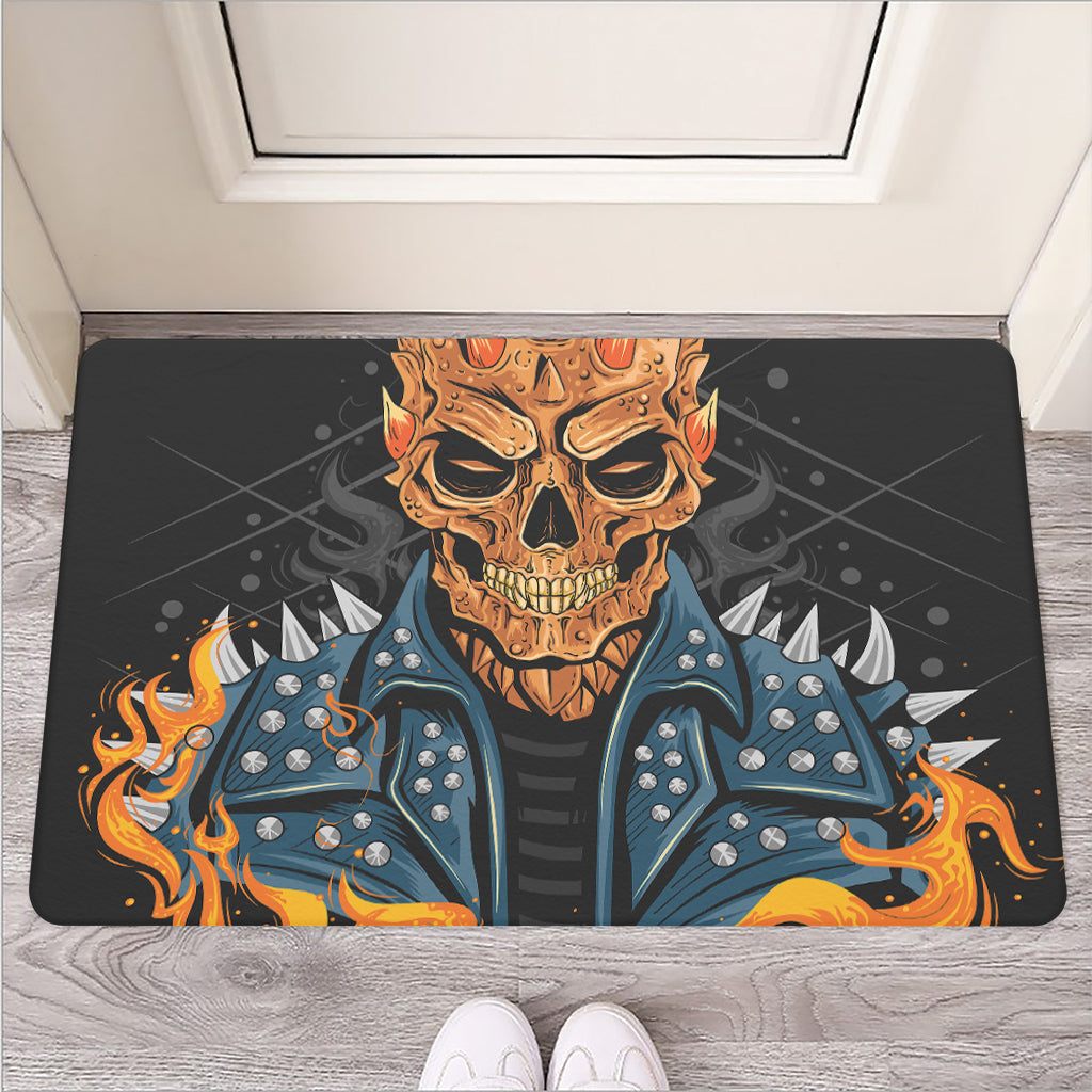 Fire Punk Devil Print Rubber Doormat