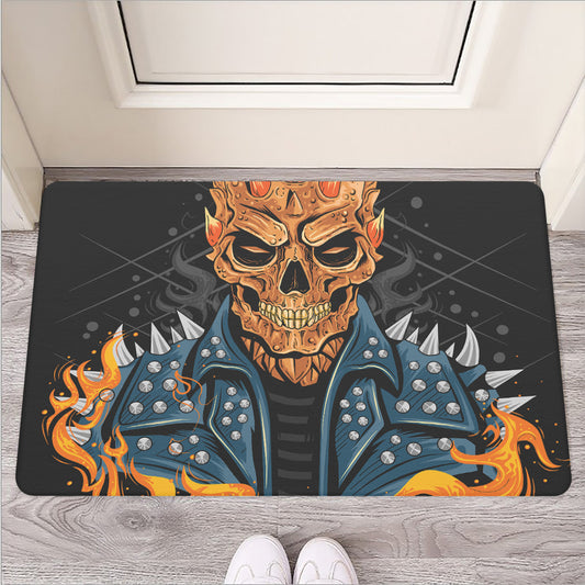 Fire Punk Devil Print Rubber Doormat