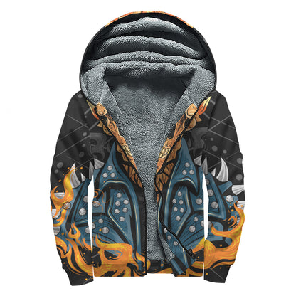 Fire Punk Devil Print Sherpa Lined Zip Up Hoodie