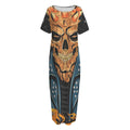 Fire Punk Devil Print Short Sleeve Long Nightdress