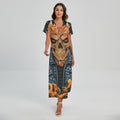Fire Punk Devil Print Short Sleeve Maxi Dress