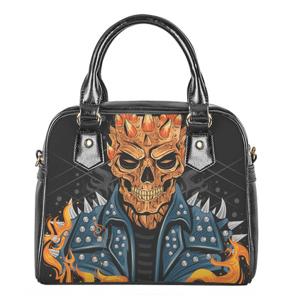 Fire Punk Devil Print Shoulder Handbag