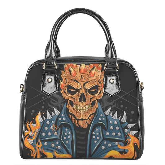 Fire Punk Devil Print Shoulder Handbag