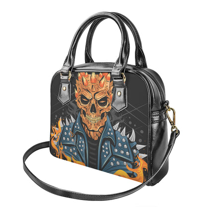 Fire Punk Devil Print Shoulder Handbag