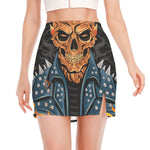 Fire Punk Devil Print Side Slit Mini Skirt