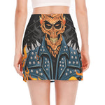 Fire Punk Devil Print Side Slit Mini Skirt