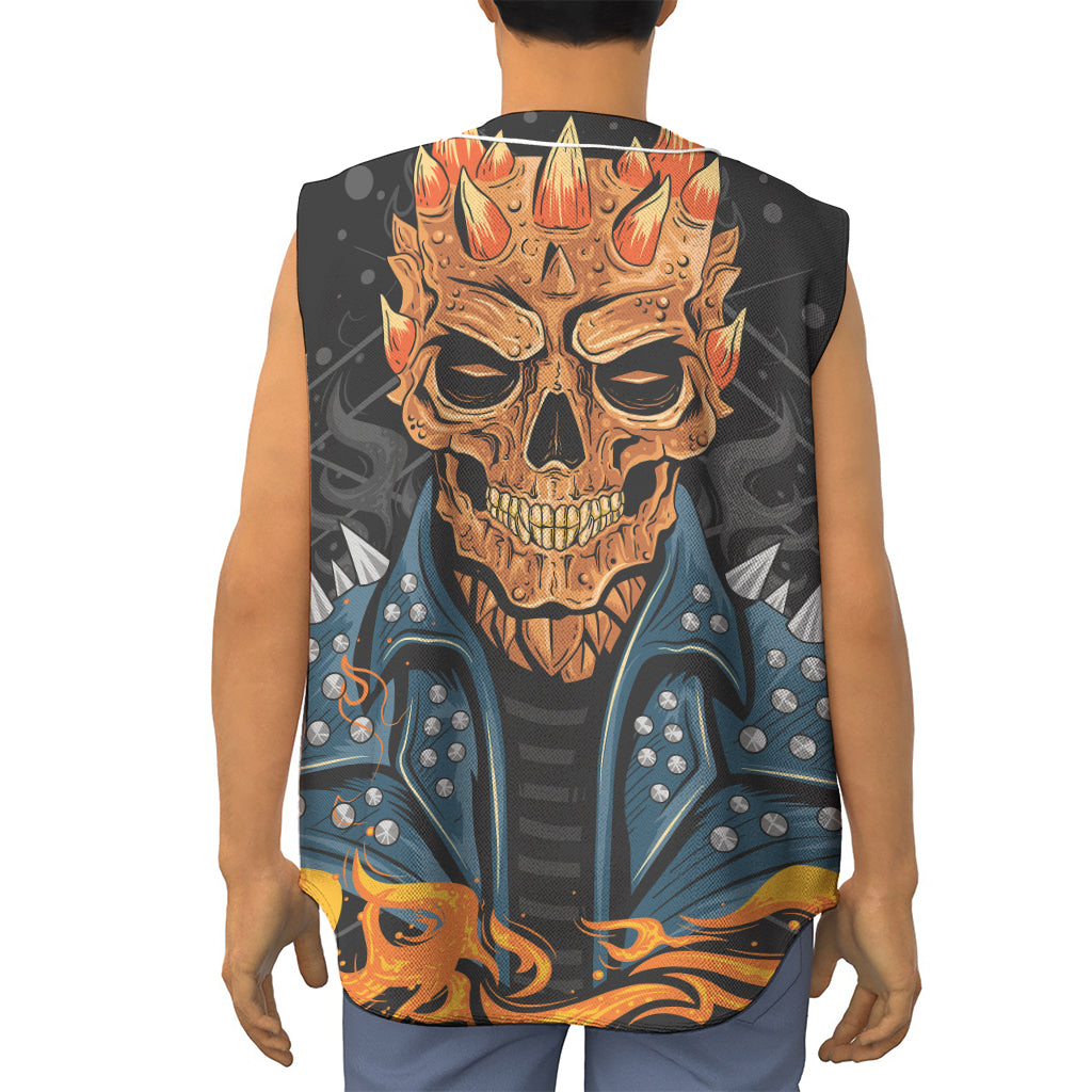 Fire Punk Devil Print Sleeveless Baseball Jersey