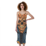 Fire Punk Devil Print Slim Fit Midi Cami Dress
