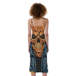 Fire Punk Devil Print Slim Fit Midi Cami Dress