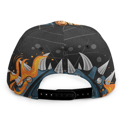 Fire Punk Devil Print Snapback Cap