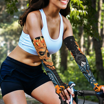 Fire Punk Devil Print Sun Protection Arm Sleeves
